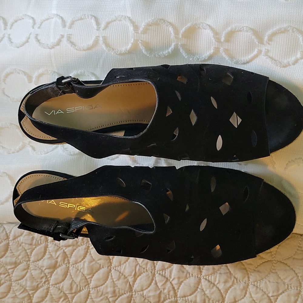 Via spiga suede leather wedges